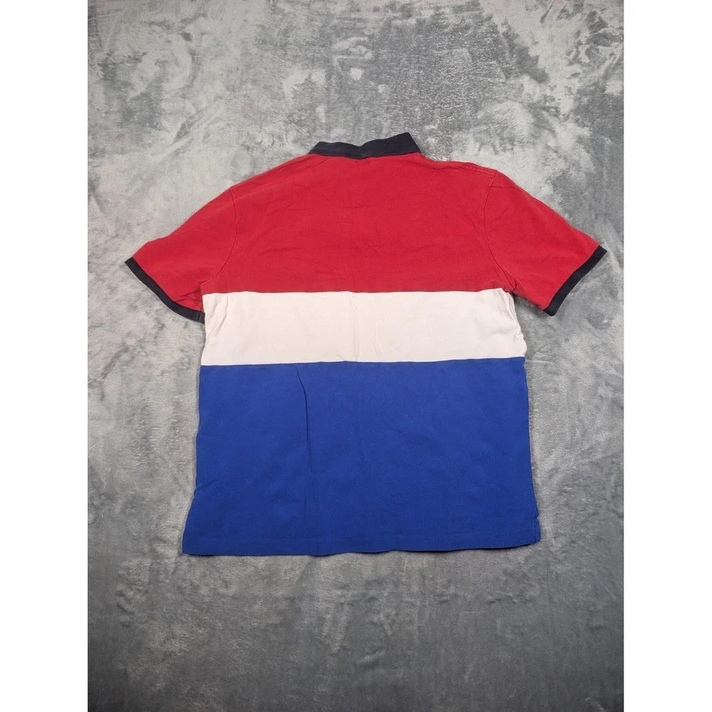 Polo Ralph Lauren Polo Shirt Mens Large Red White Blue Colorblock Big Pony